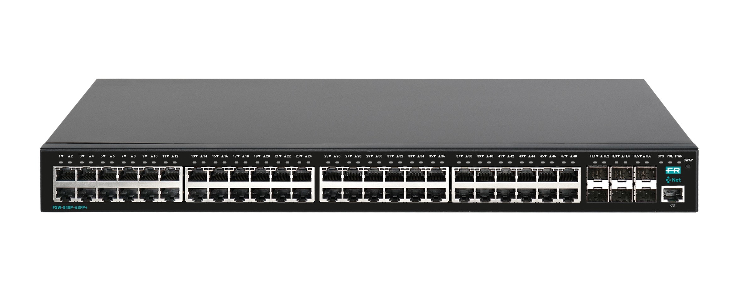 Fracarro Portenseigne - Switch 48 ports GE POE 370W, 6 ports SFP+, niveau 2+, IGMP snooping (pour IPTV)