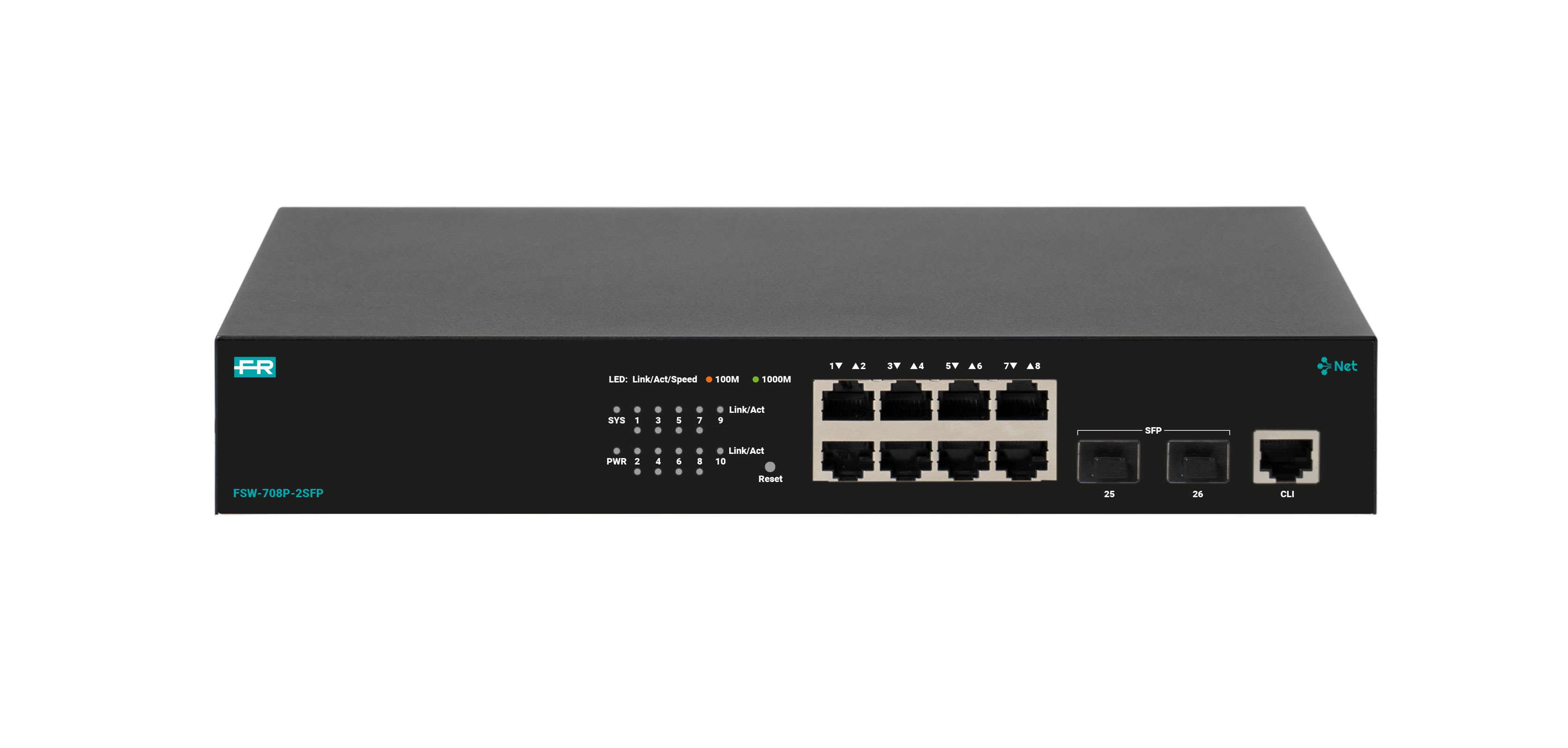 Fracarro Portenseigne - Switch 8 ports GE POE, 4 ports SFP, niveau 2, IGMP snooping (pour IPTV)