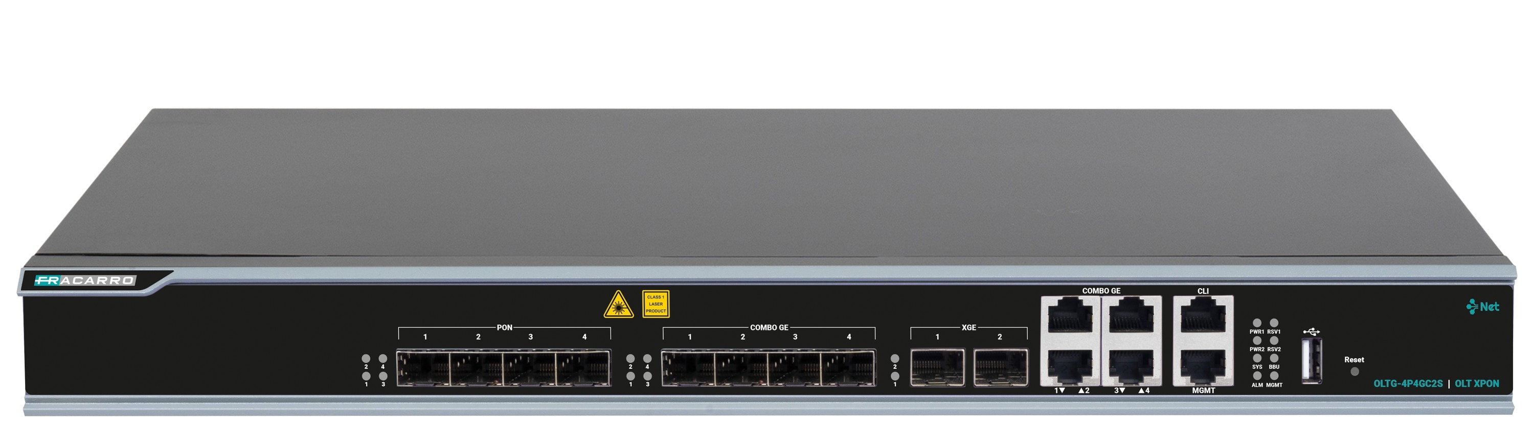 Fracarro Portenseigne - OLT GPON, châssis 19'', 4 sorties PON, 4 entrées combo, 2 entrées SFP+ 10GE