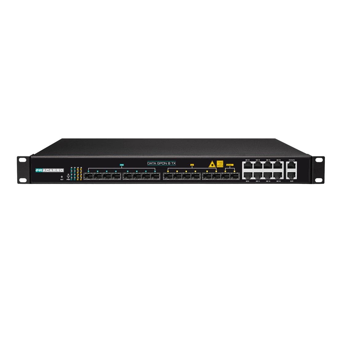 Fracarro Portenseigne - OLT GPON, châssis 19'', 8 sorties PON, 6 entrées RJ45 GE, 2 entrée SFP+ 10GE