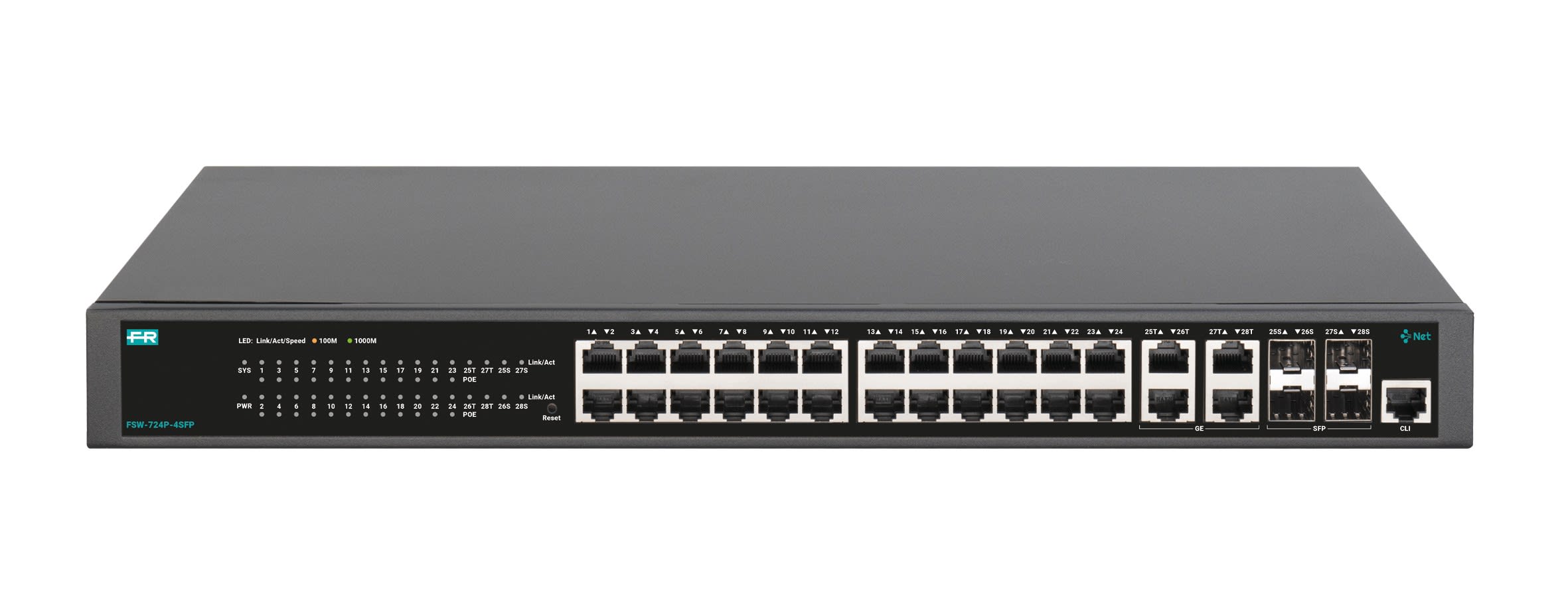 Fracarro Portenseigne - Switch 24 ports GE POE 370W, 4 ports SFP, niveau 2, IGMP snooping (pour IPTV)