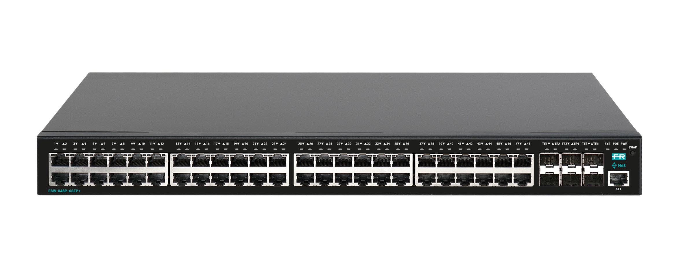 Fracarro Portenseigne - Switch 48 ports GE POE 370W, 6 ports SFP+, niveau 2+, IGMP snooping (pour IPTV)