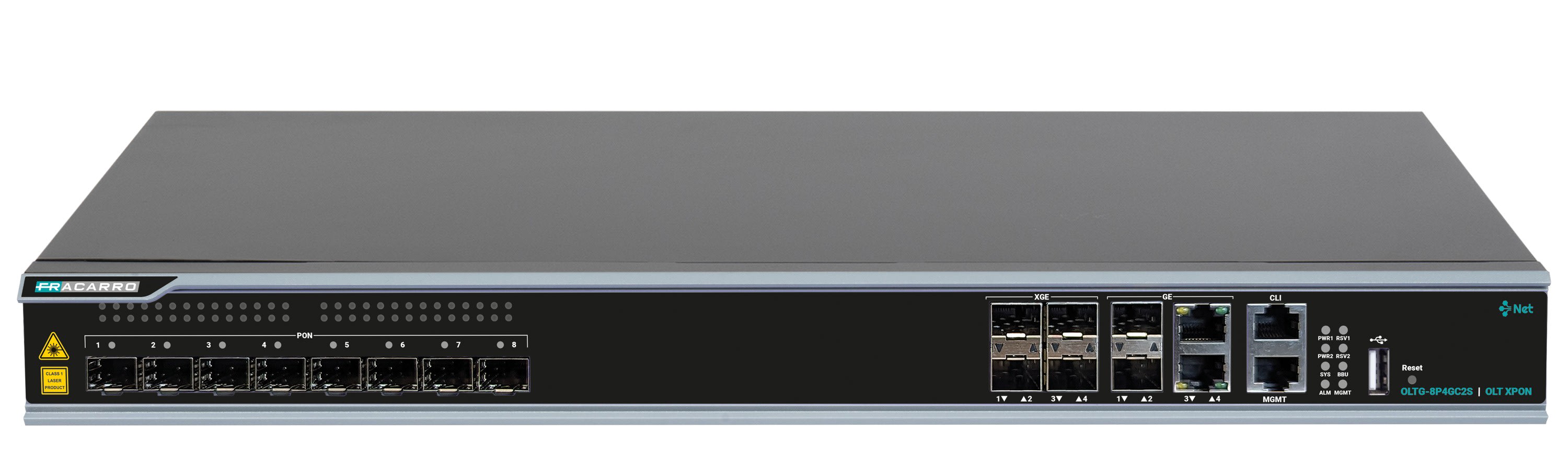 Fracarro Portenseigne - OLT GPON, châssis 19'', 8 sorties PON, 2 entrées combo, 4 entrées SFP+ 10GE