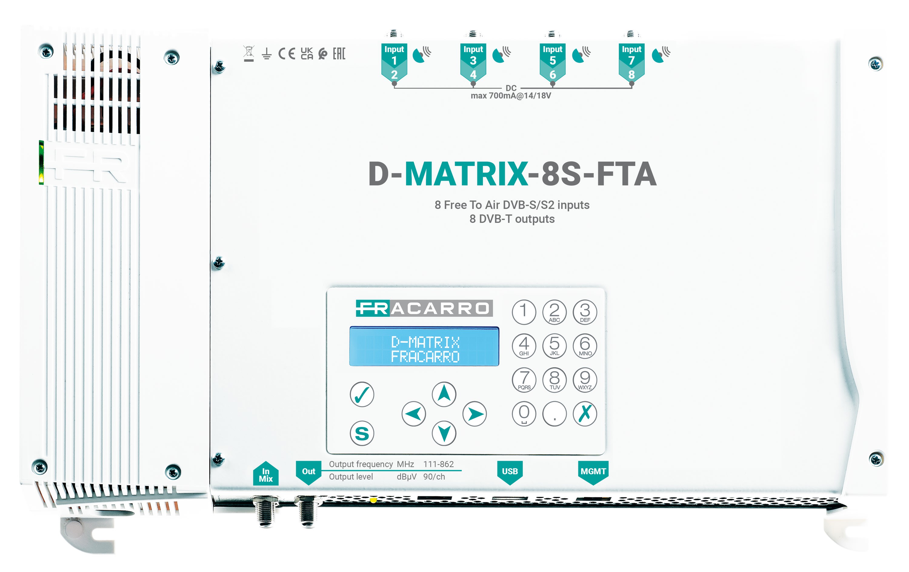 Fracarro Portenseigne - Transmodulateur 8 entrées SAT vers 8 sorties COFDM/QAM