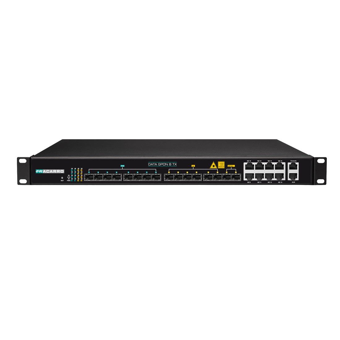 Fracarro Portenseigne - OLT GPON, châssis 19'', 8 sorties PON, 6 entrées RJ45 GE, 2 entrée SFP+ 10GE