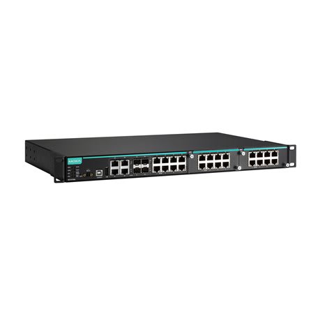 ADM 21 - Modular switch 8 10/100T(X) PoE/PoE+, 4 T(X) or SFP, 2 slots, ( VAC), -40 ~ 75°C