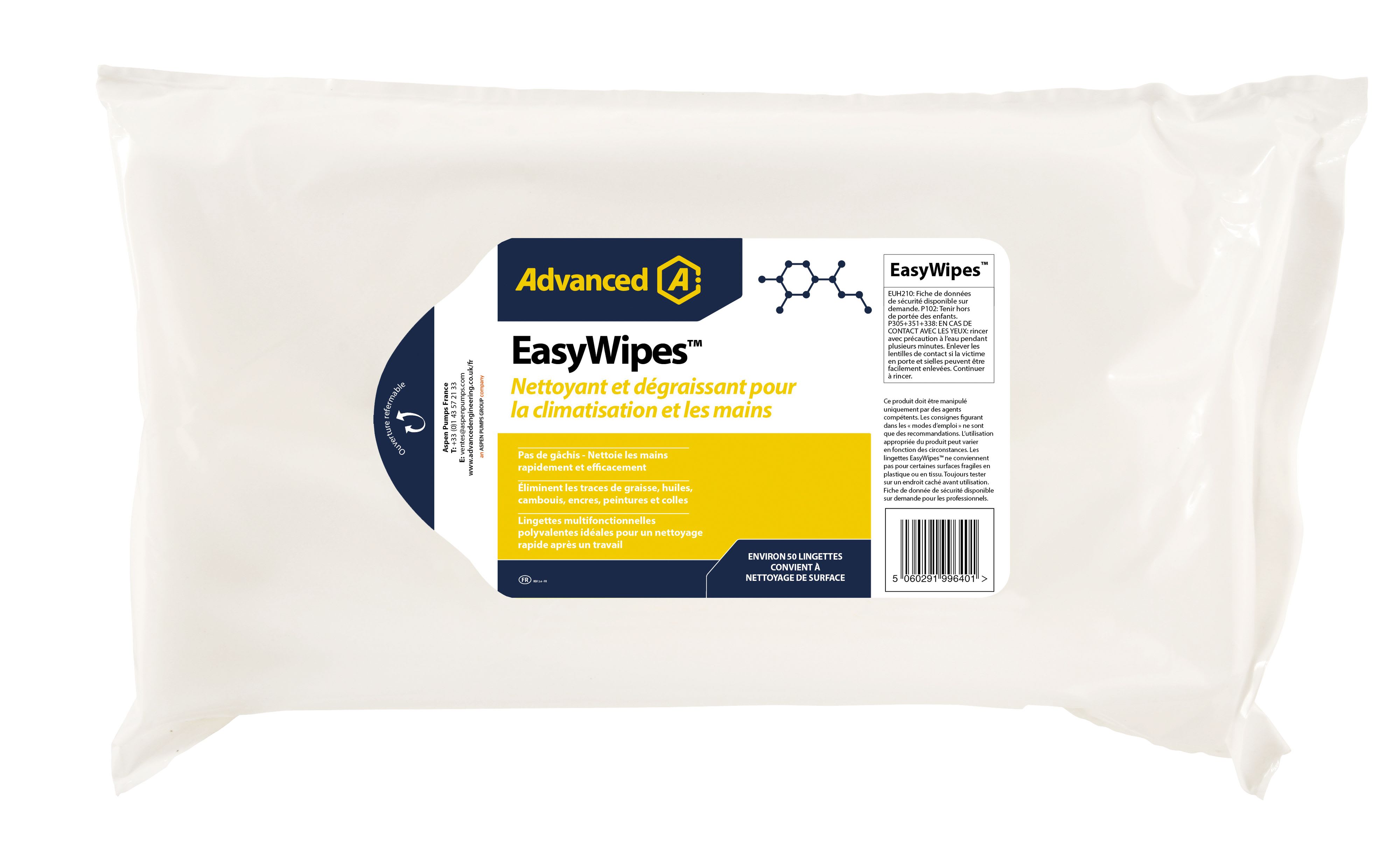 Aspen Pump - EasyWipes  (50 lingettes) lingettes imbibées pour nettoyage tous les plastiques