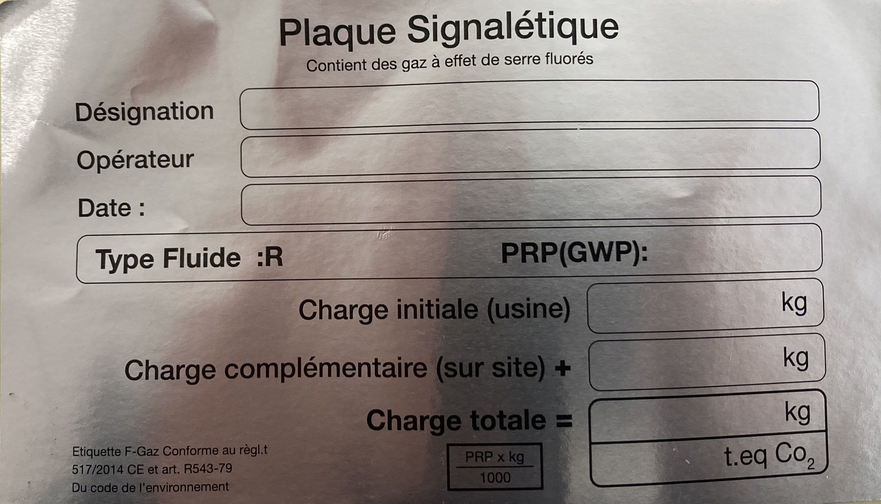 Aspen Pump - Rouleau de 50 plaques signalétique F-Gaz