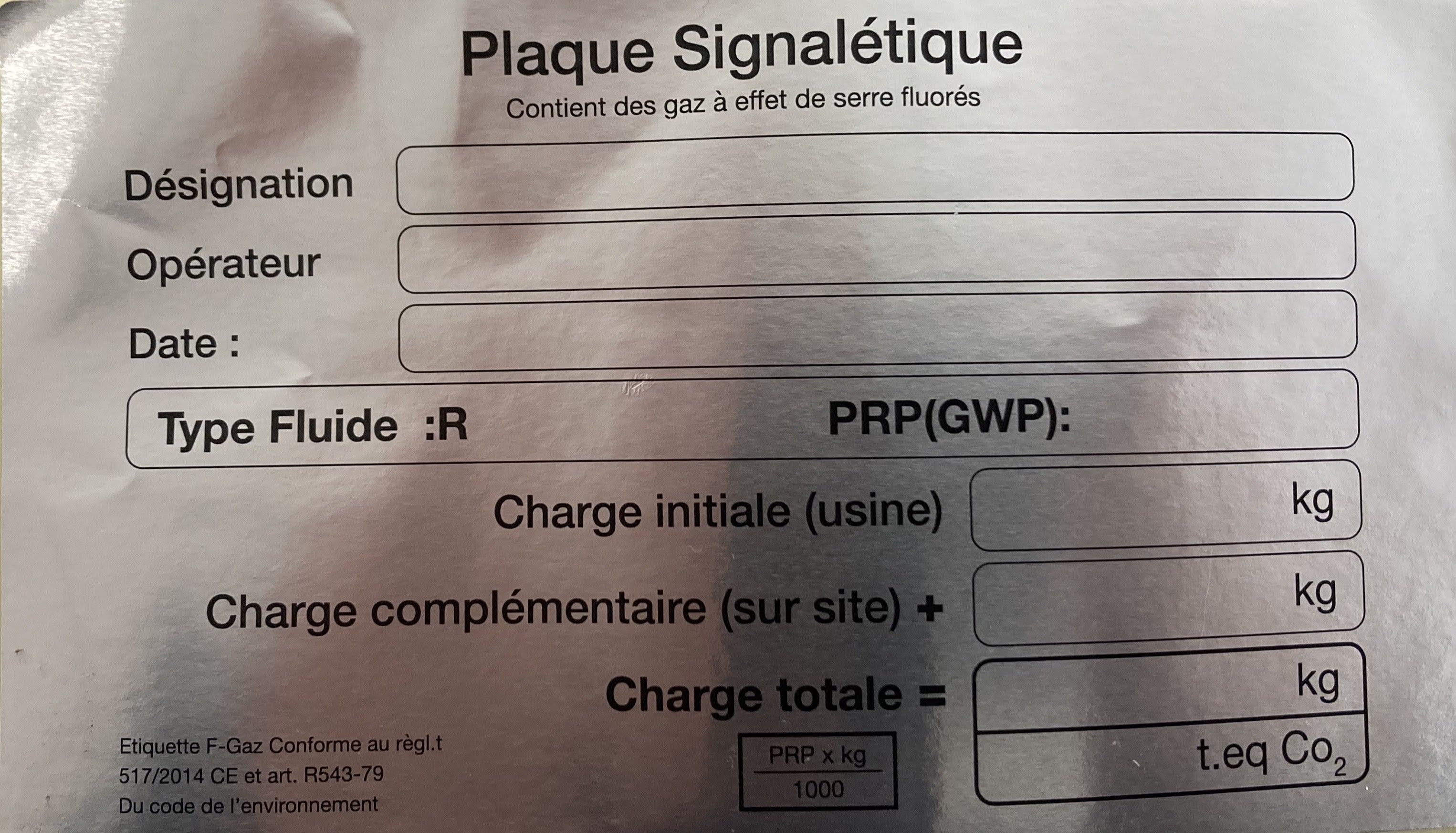 Aspen Pump - Rouleau de 50 plaques signalétique F-Gaz