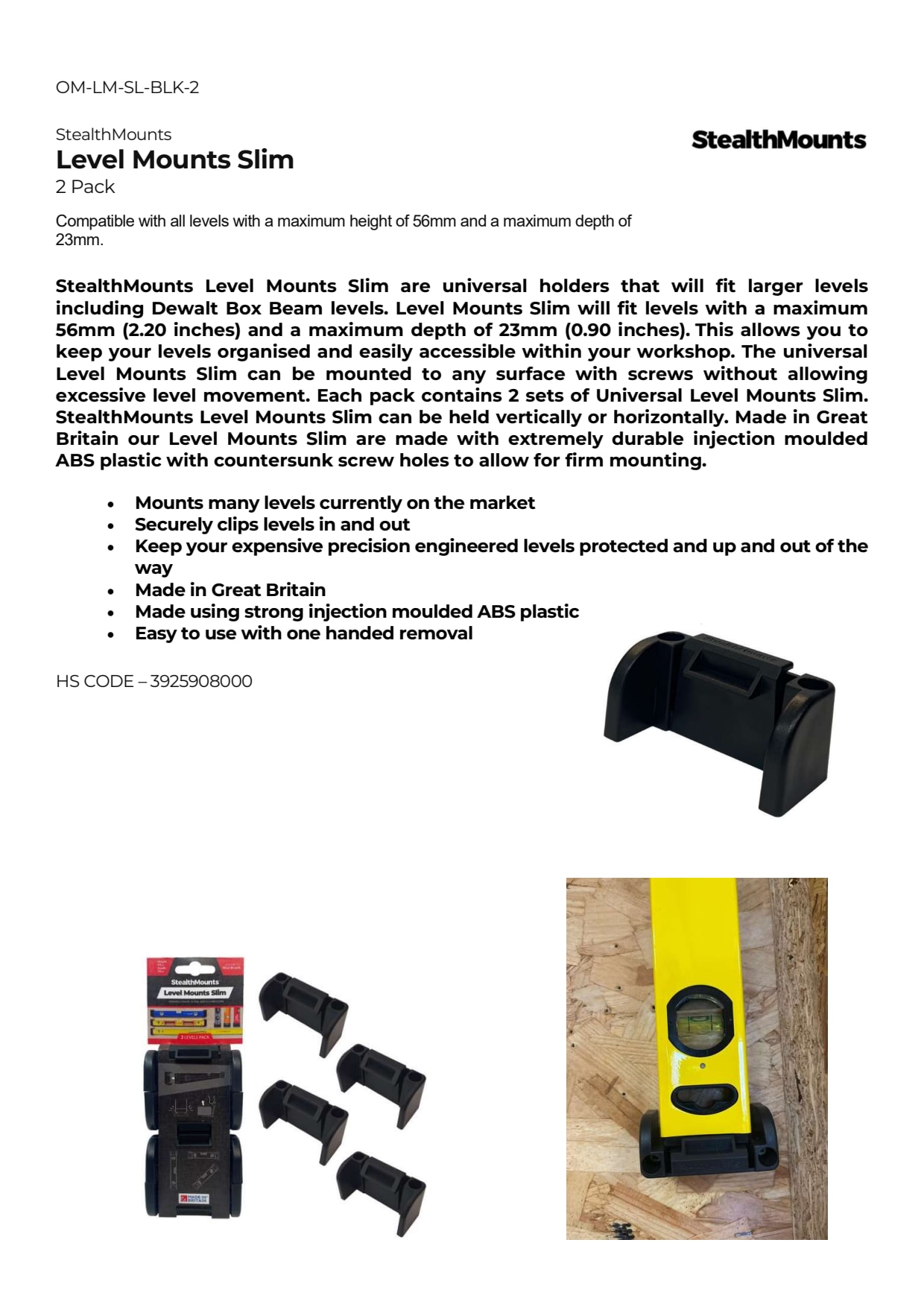 Aspen Pump - Support niveau Slim Noir