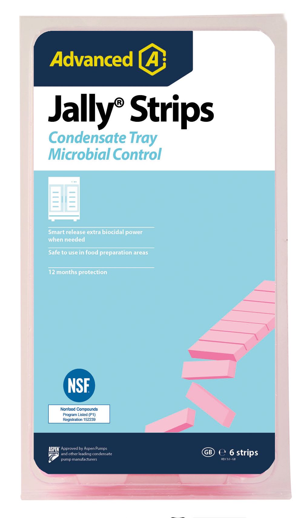 Aspen Pump - Jally Strip (sachets de 6 barrettes) traitement anti-bactérien des bacs de vitri