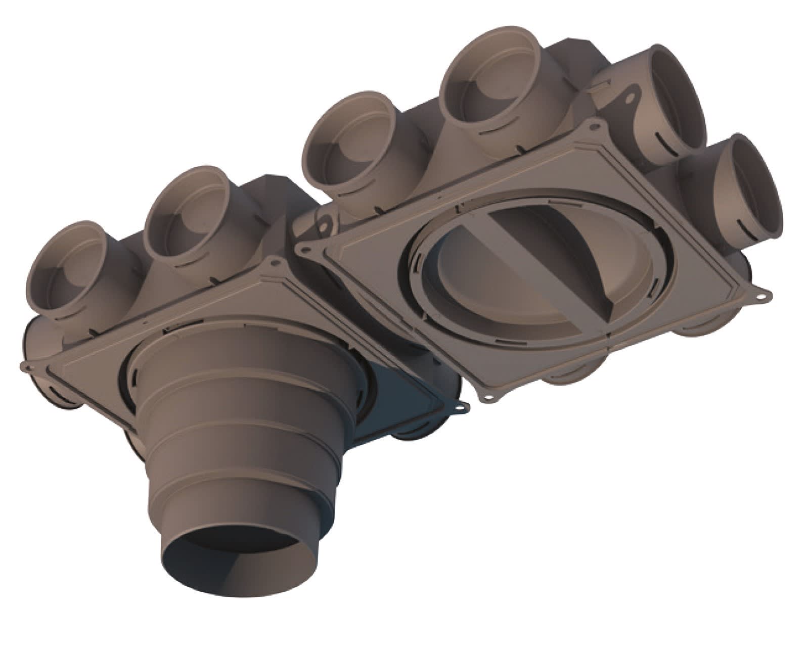 Atlantic Clim & Ventil - Cdp 12x75h - caisson de distribution plat 12 piquages pour reseaux clip & go