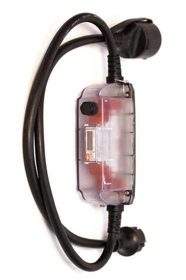Compteur electrique monophase 16 A mobile avec prises de type SCHUKO. Fil  2.5 mm Polier Ingenierie