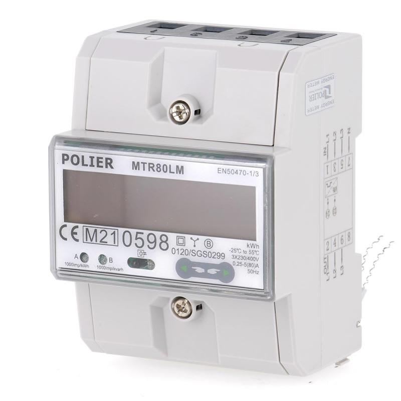 Polier ingenierie MM32LM, Compteur électrique modulaire monophasé 45 A  simple tarif affichage LCD Certifi