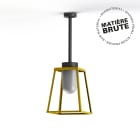 Roger Pradier - Plafonnier Lampiok 2 N°1 Laiton brut 072 Diffuseur opale - Gris noir 107