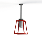 Roger Pradier - Plafonnier Lampiok 2 N°1 diffuseur opale Rouge tomate 110 - Gris noir 107