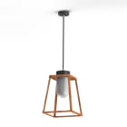 Roger Pradier - Suspension Lampiok 2 N°2 diffuseur opale Cuivre patiné vernis 080 - Gris 107