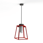 Roger Pradier - Suspension Lampiok 2 N°2 diffuseur opale Rouge tomate 110 - Gris noir 107