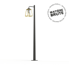 Roger Pradier - Lampadaire Lampiok 2 N°4 Laiton brut 072 Diffuseur opale - Gris noir 107