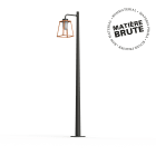 Roger Pradier - Lampadaire Lampiok 2 N°4 Cuivre brut 082 Diffuseur opale - Gris noir 107