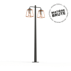 Roger Pradier - Lampadaire Lampiok 2 N°5 Cuivre brut 082 Diffuseur opale - Gris noir 107