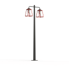 Roger Pradier - Lampadaire Lampiok 2 N°5 diffuseur opale Rouge tomate 110 - Gris noir 107