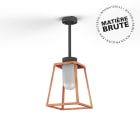 Roger Pradier - Suspension Lampiok 1 N°2 Cuivre brut 082 Diffuseur opale