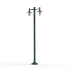 Roger Pradier - Lampadaire Montana N°4 opale Dôme cuivre brut- Patine vert de gris 008
