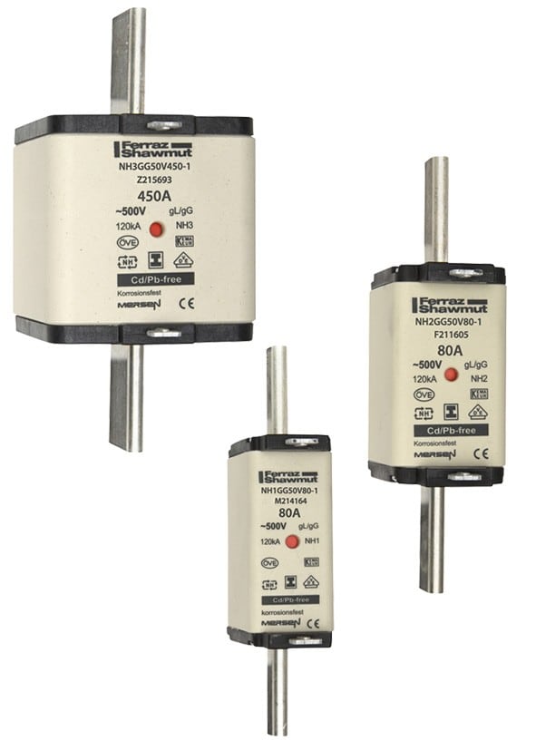 Mersen - Fusible NH000 gG 500VAC 80A pattes isolées Double indicateur