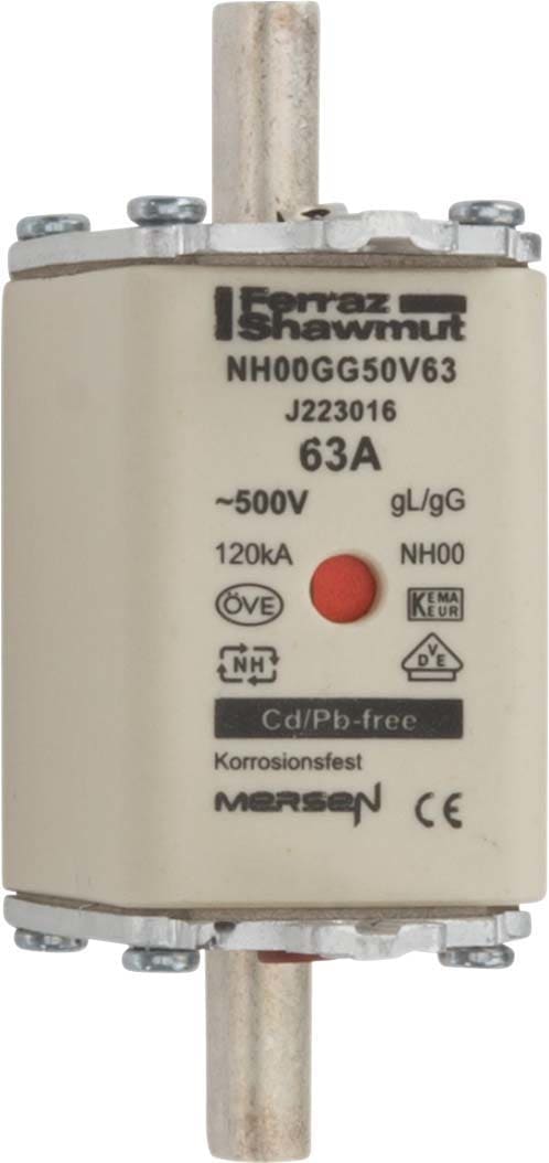 Mersen - Fus - CEI - DIN NH - 00 - gG - 500VAC - 25A - Indicateur