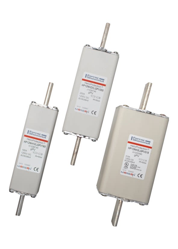 Mersen - Fusible PV gPV 1250VDC IEC 1250VDC UL 3L 350A Couteaux type DIN Montage direct