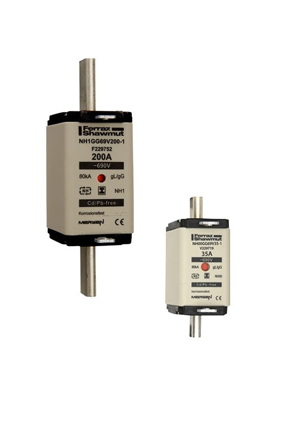 Mersen - Fusible NH000 gG 690VAC 80A pattes isolées Double indicateur