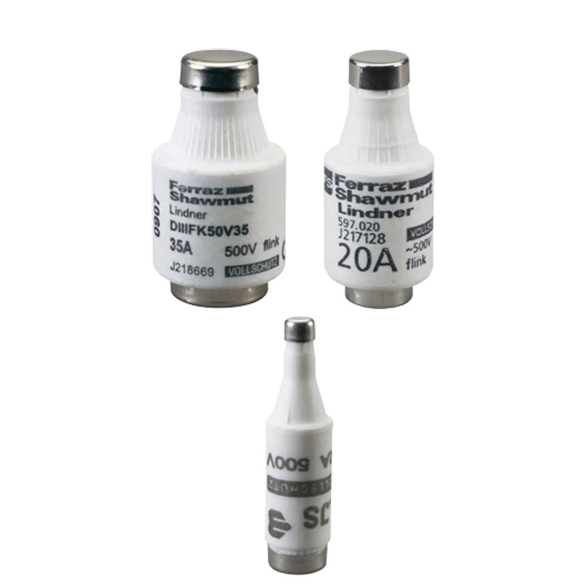 Mersen - Cartouche fusible DIN D gG/Flink Taille DII 500VAC 500VDC 50A Blanc