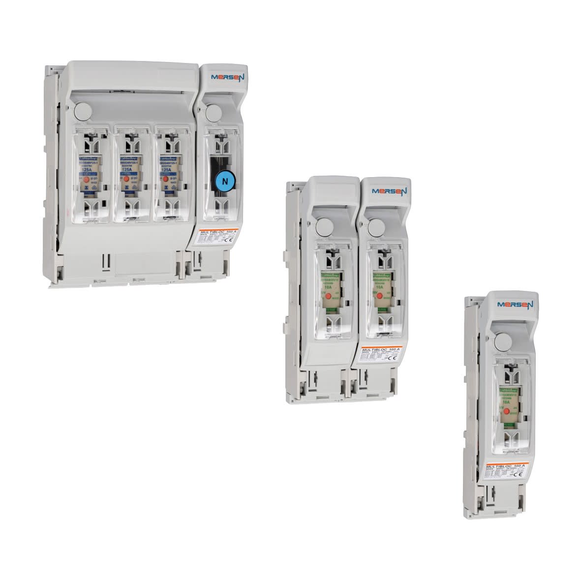 Mersen - Interrupteur-sectionneur NH t.00 160A 4p. Raccord bas/panneau M8 gauche