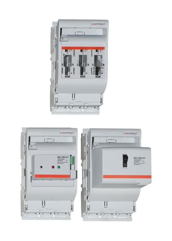 Mersen - Interrupteur-sectionneur NH t.00 160A 3p. Raccord bas/panneau M8 fenêtre fixe