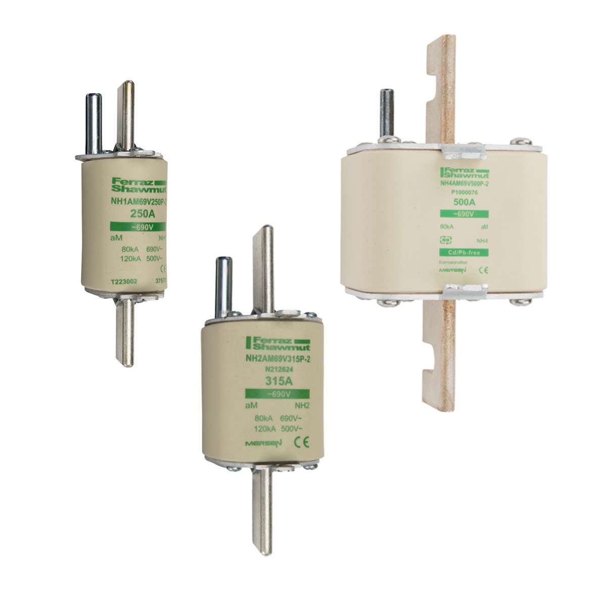 Mersen - Fusible NH1 aM 690VAC 100A pattes non isolées Percuteur
