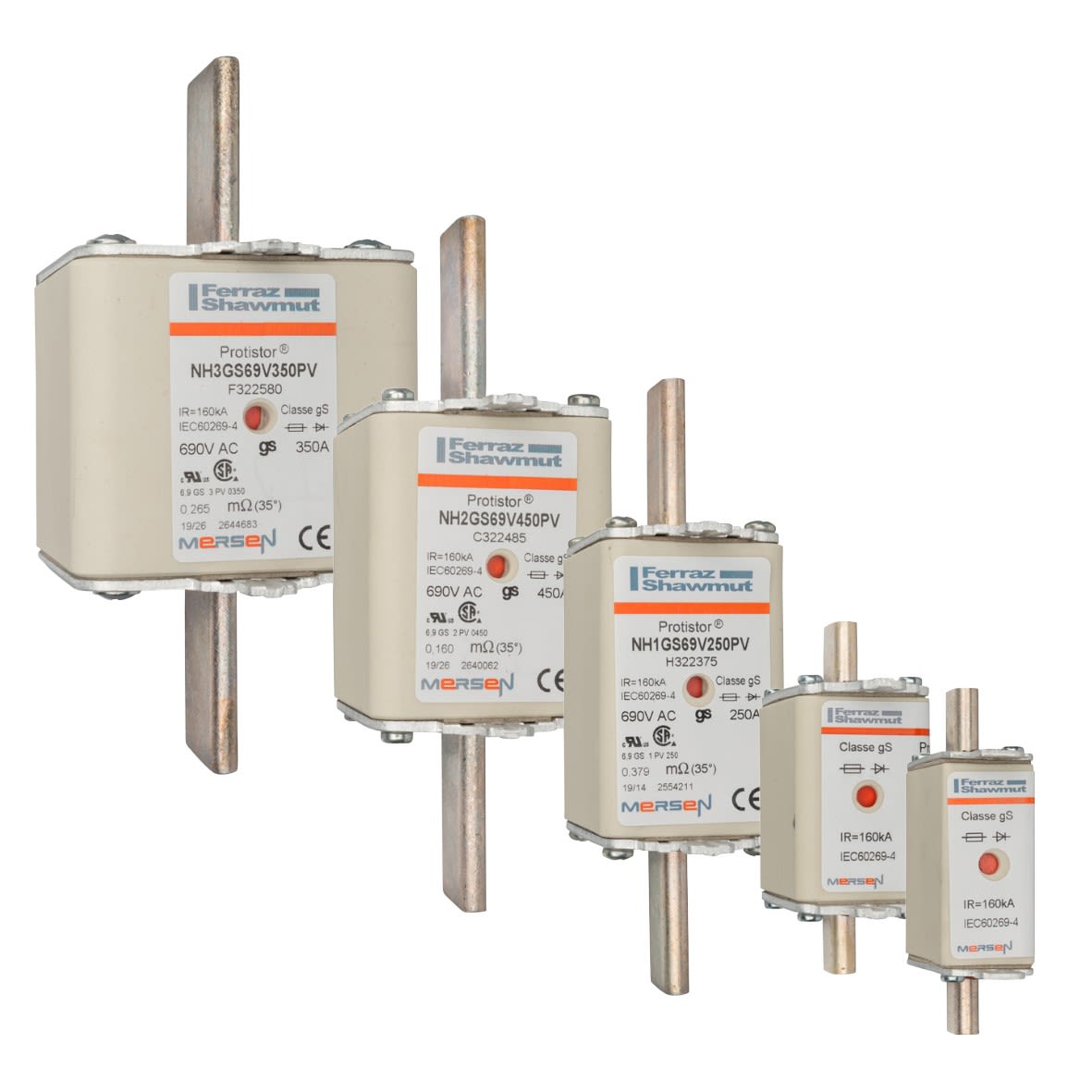 Mersen - Fusible ultra rapide NH 0 gS 690VAC CEI 700VAC UL 200A Double ind Cout. pleins