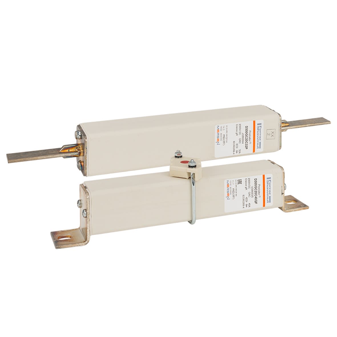 Mersen - Fusible ultra rapide 300 gR (gRC) 2000VDC CEI 80A Percuteur equerres