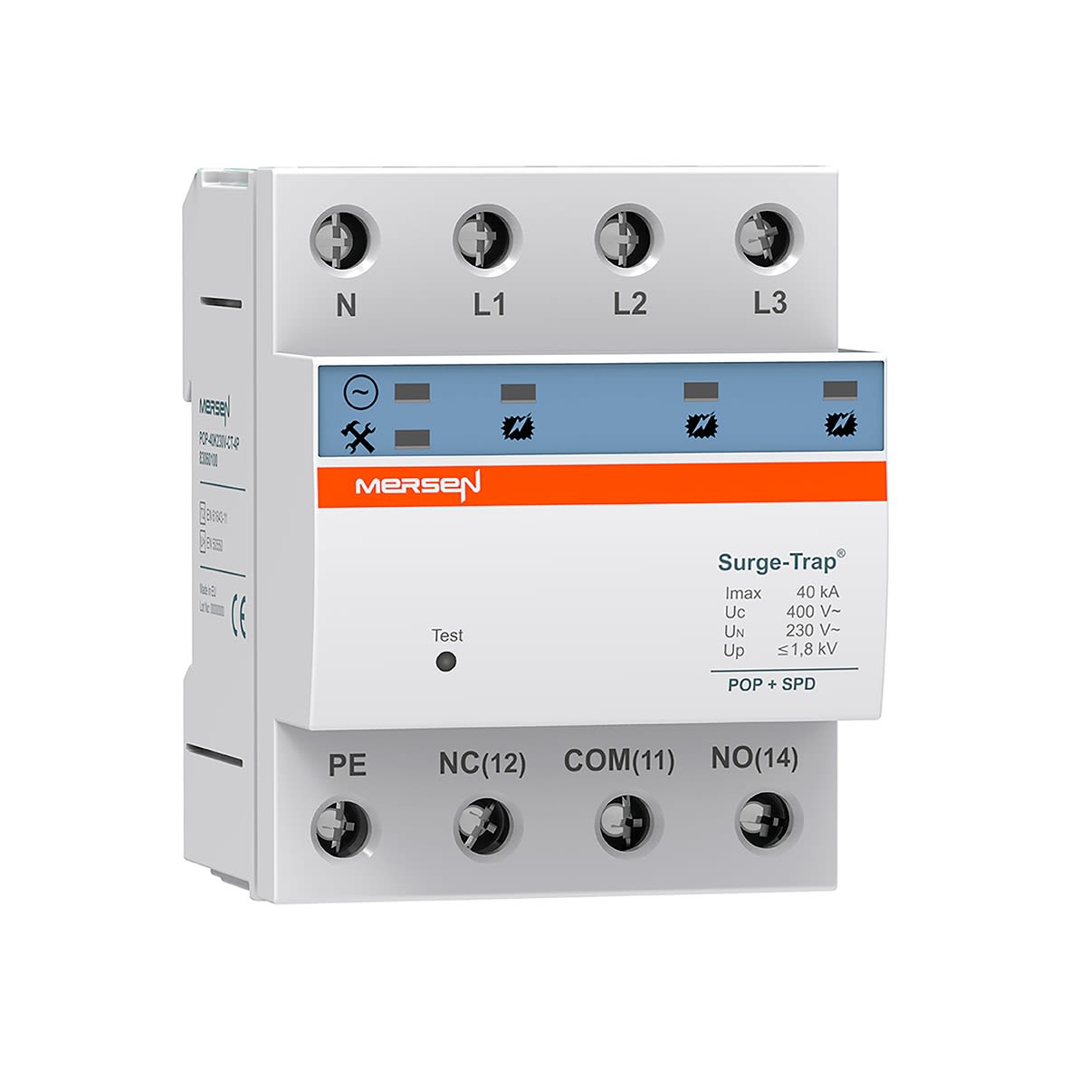 Mersen - Parafoudre + POP T2, débrochable - Uc 400V 40kA - (L+N/L-L)