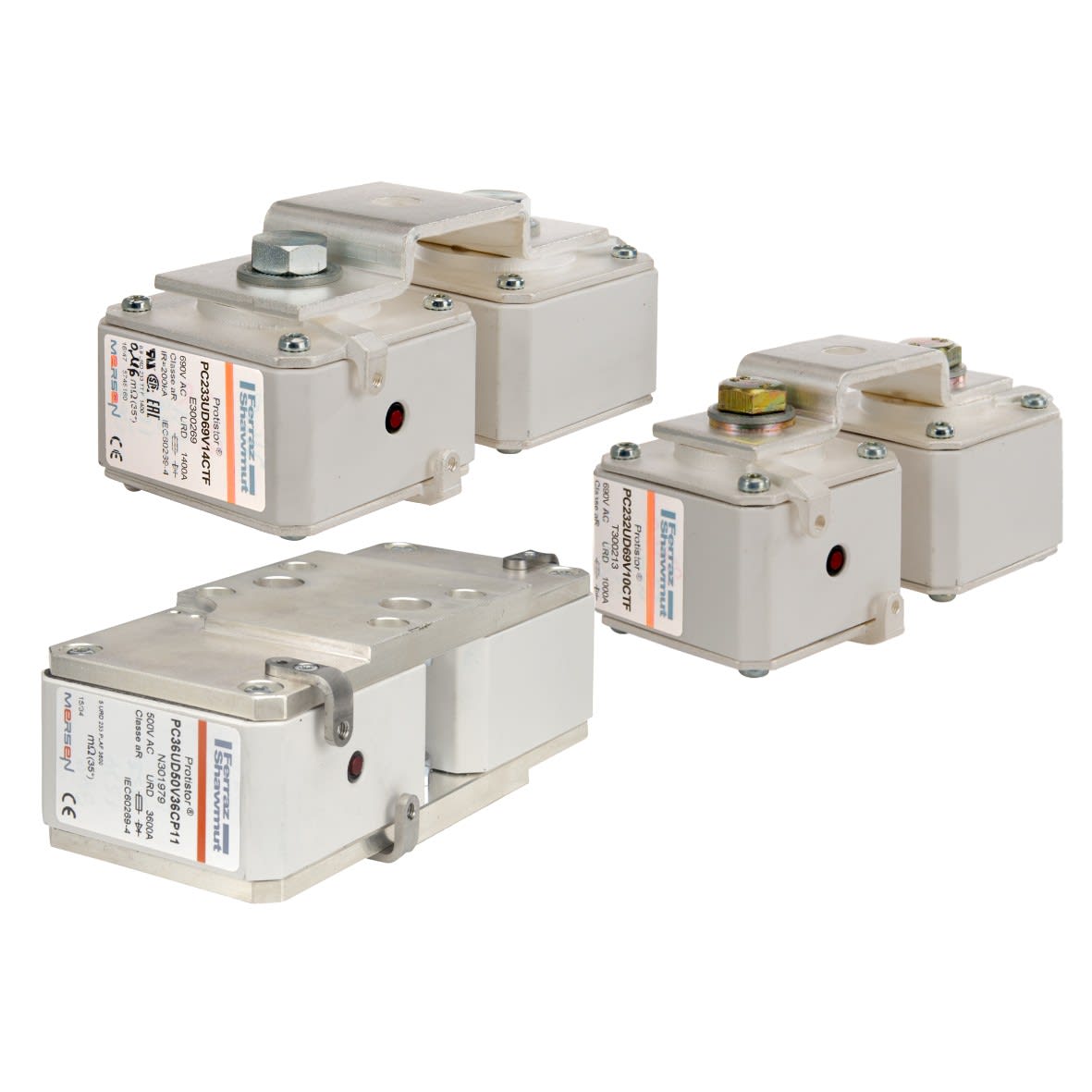 Mersen - Fusible ultra rapide 2x33 aR 600VAC 2500A Percuteur Plots Filets métriques