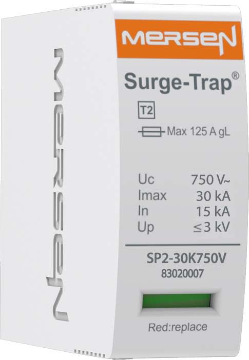 Mersen - Cartouche pour parafoudre T2, débrochable - Uc 750V 30kA - L/N (1Ph)