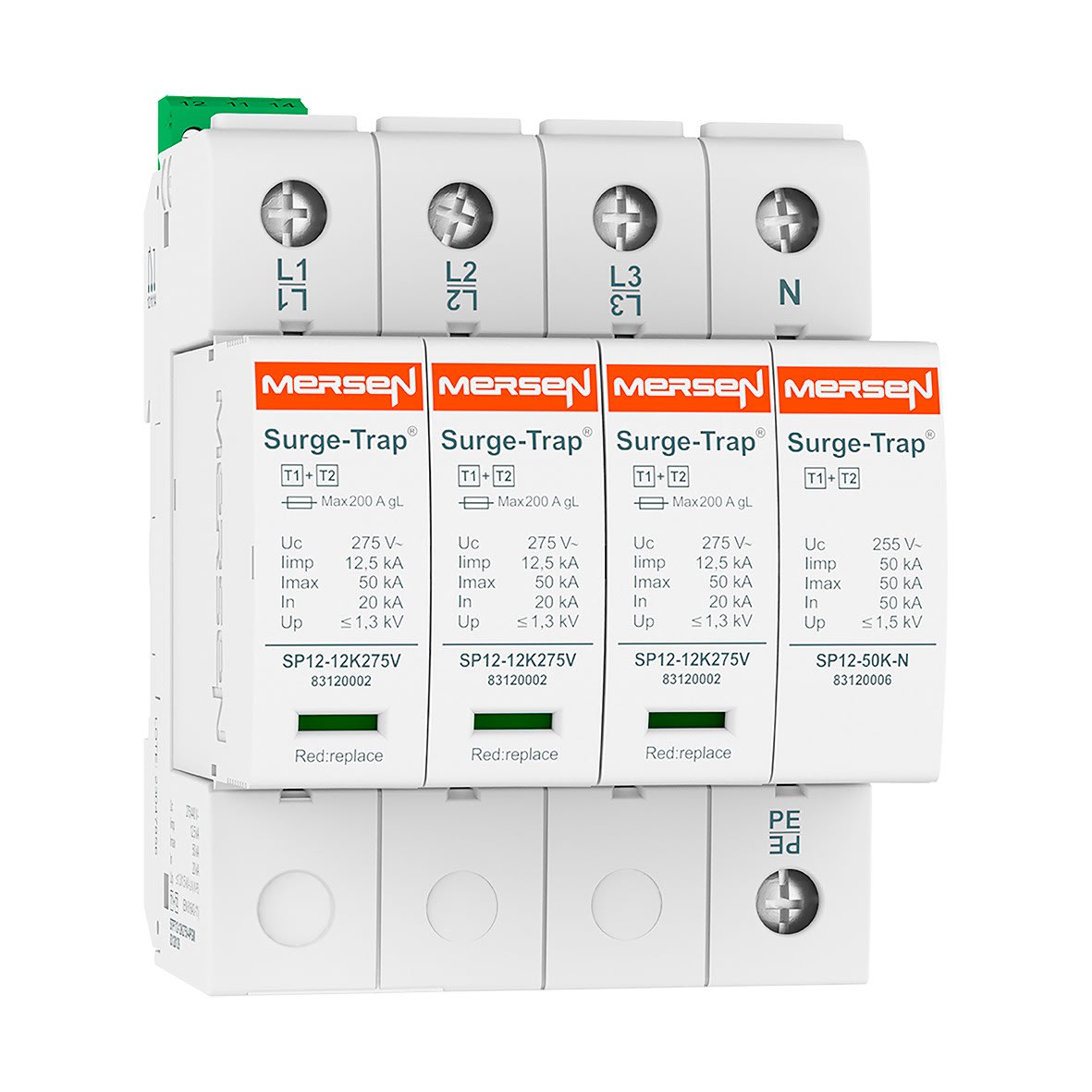 Mersen - Parafoudre T1+2, débrochable - Uc 275V 12,5kA - TT (3Ph+N) - M