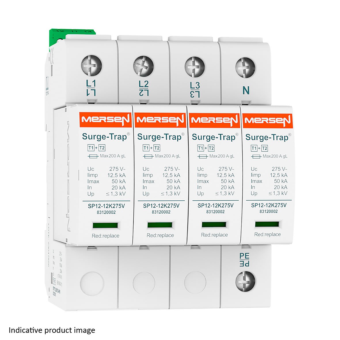 Mersen - Parafoudre T1+2, débrochable - Uc 440V 12,5kA - IT (3Ph+N) ; TNS (3Ph+N) - M