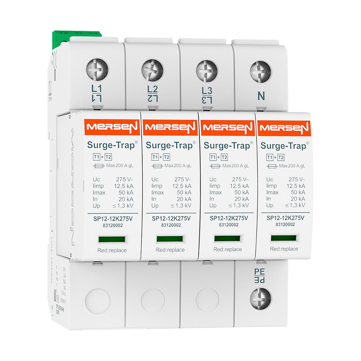 Mersen - Parafoudre T1+2, débrochable - Uc 275V 12,5kA - TNS (3Ph+N) - M