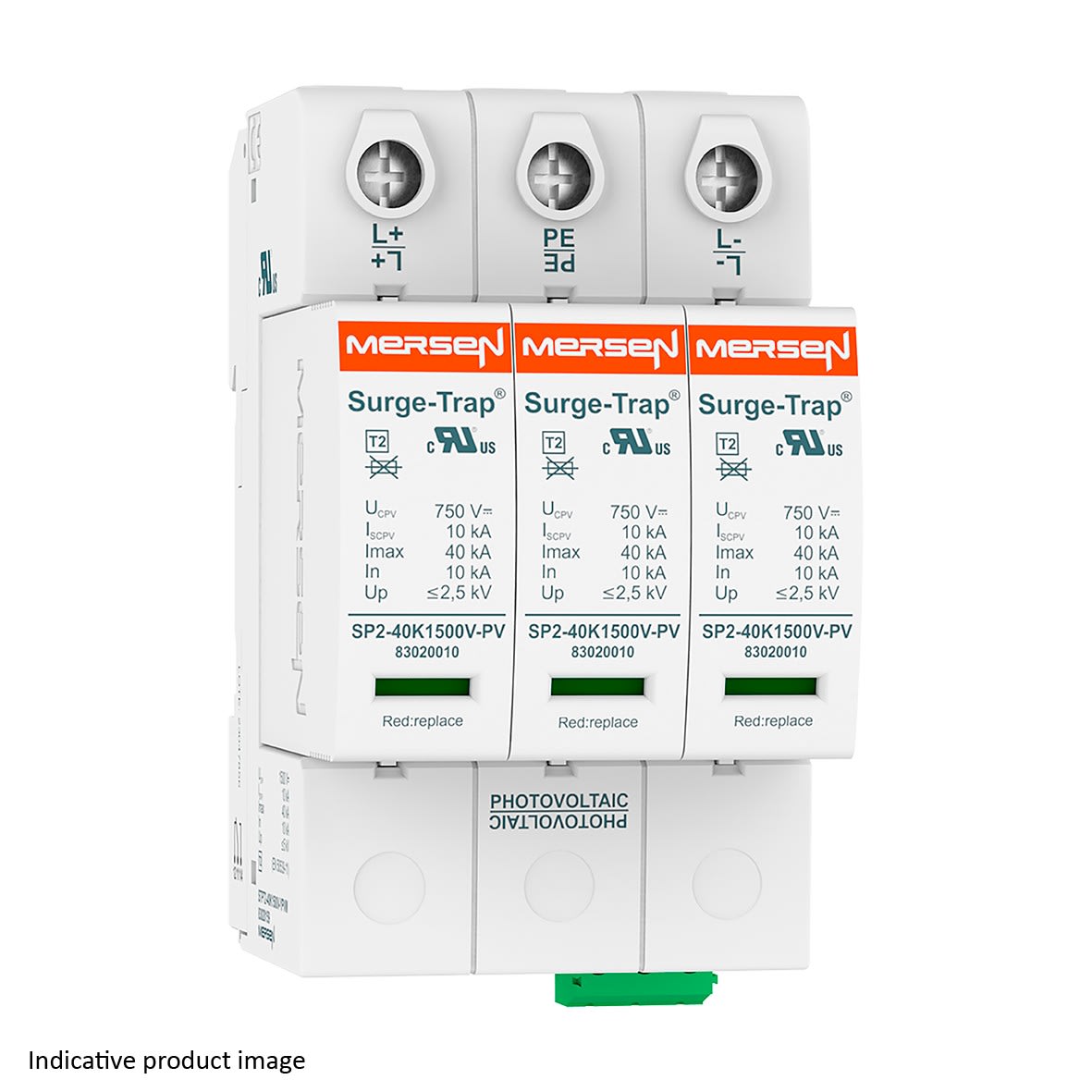 Mersen - Parafoudre T2, débrochable - Ucpv 660V 40kA 3P - ?Y? PV