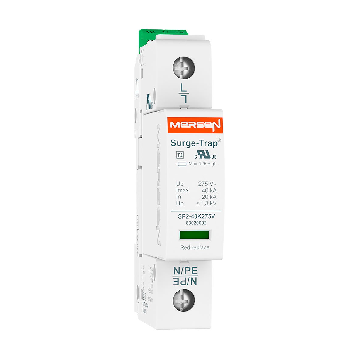 Mersen - Parafoudre T2, débrochable - Uc 275V 40kA - L-N (1Ph) - M