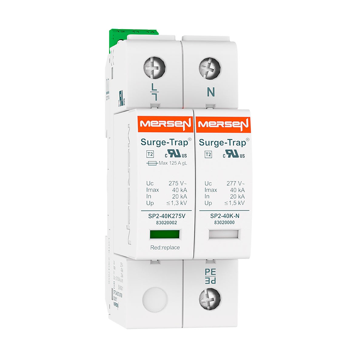 Mersen - Parafoudre T2, débrochable - Uc 275V 40kA - TT (1Ph+N) - M