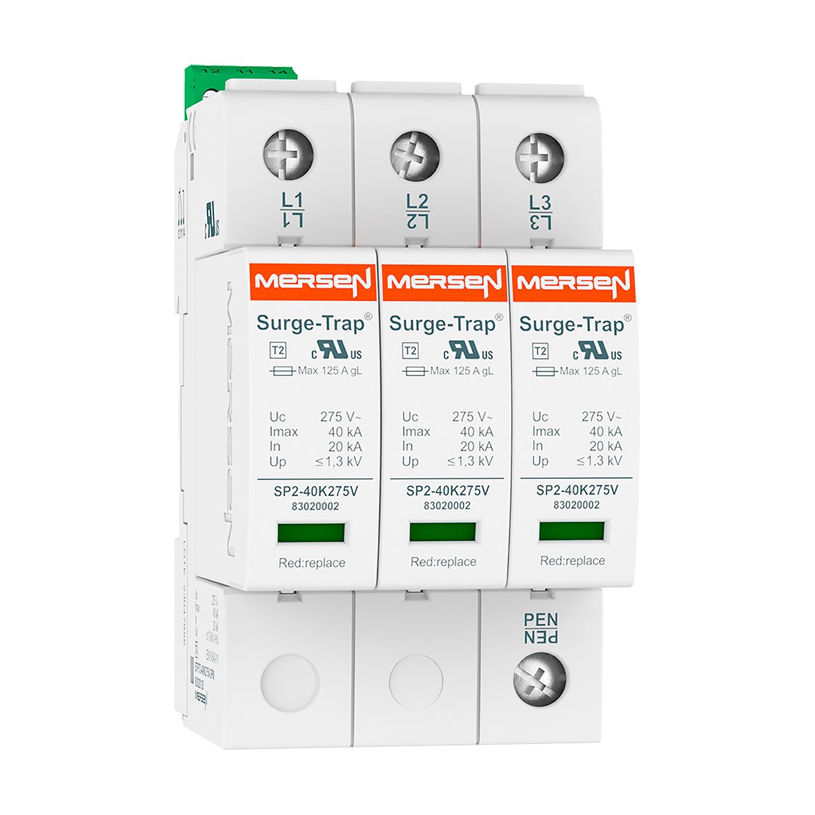 Mersen - Parafoudre T2, débrochable - Uc 275V 40kA - TNC (3Ph) - M