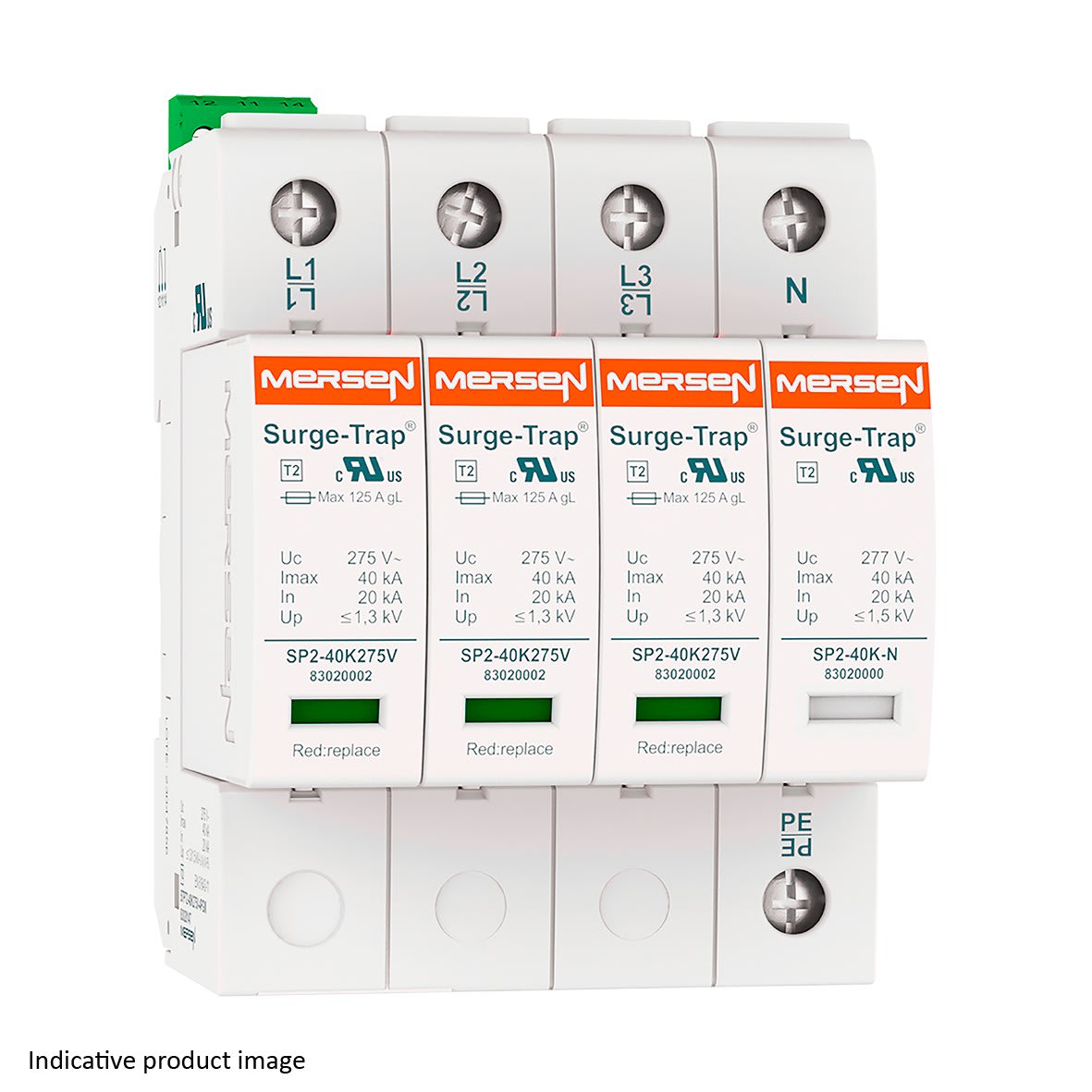 Mersen - Parafoudre T2+3, débrochable - Uc 275V 20kA - TNS (3Ph+N)