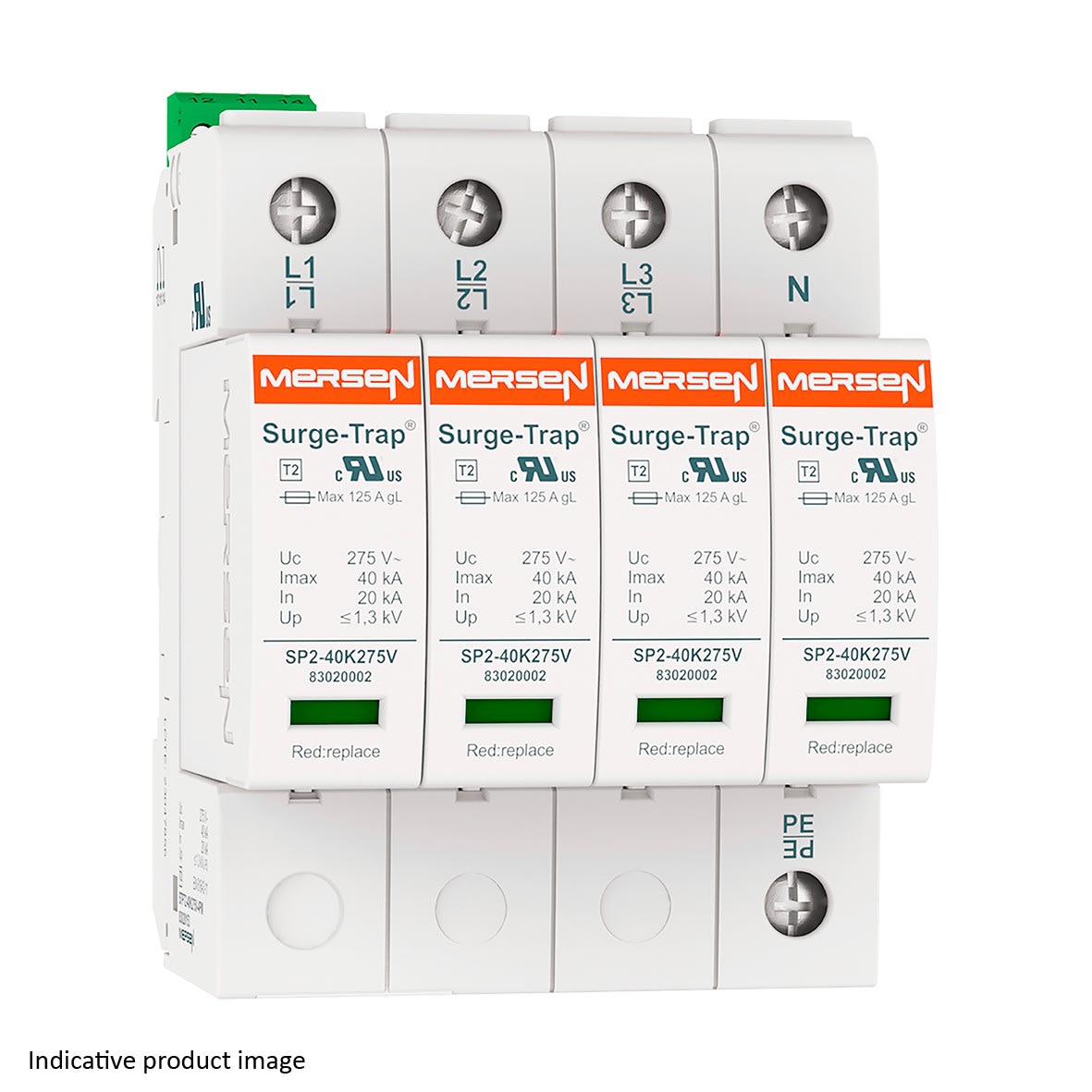 Mersen - Parafoudre T2, débrochable - Uc 440V 40kA - IT (3Ph+N) ; TNS (3Ph+N)